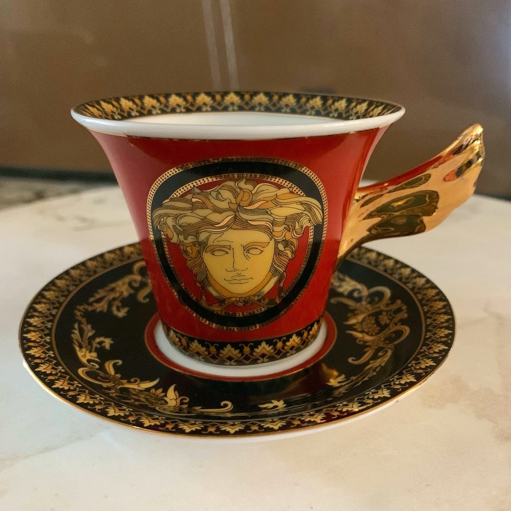 Versace Espresso Cup and Saucer - Rosenthal Medusa Red